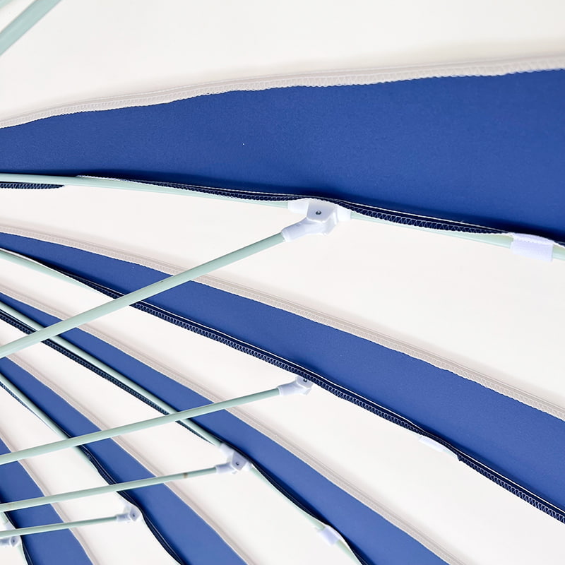 2.5M 青と白のパッチワーク パゴダ傘